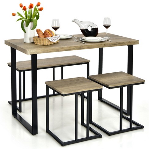 Costway 4-piece Dining Table Set Industrial Dinette Set Kitchen .