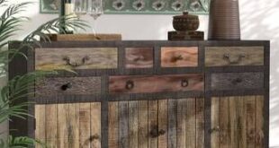 4 Door 4 Drawer Metal Inserts Sideboards | Solid wood sideboard .