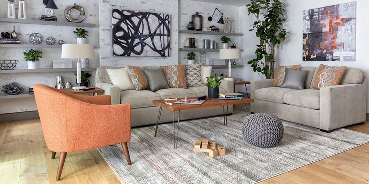 transitional Living Room with Alder Grande II Sofa | Cozy living .