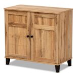 Glidden Wood 2 Door Shoe Storage Cabinet Oak Brown - Baxton Studio .