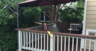 Mount a Deck Umbrella to Save Space | Deck shade, Deck umbrella .