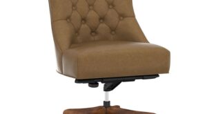 Hayes Tufted Leather Swivel Desk Chair | Brown leather recliner .