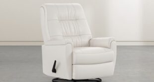 Rogan II Leather White Swivel Glider Recliner | Living Spac