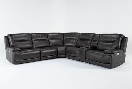 Terence Graphite 138" 6 Piece Power Reclining Modular Sectional .