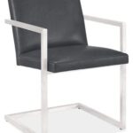 Lira Arm Chair in Lecco Smoke Leather with Stainless Steel .