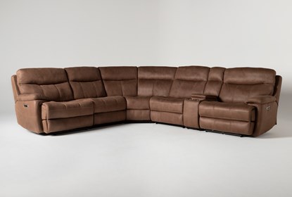 Denali II Brown 138" 6 Piece Power Reclining Modular Sectional .