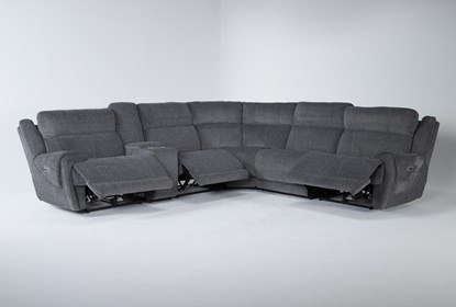 Terence Graphite 138" 6 Piece Power Reclining Modular Sectional .