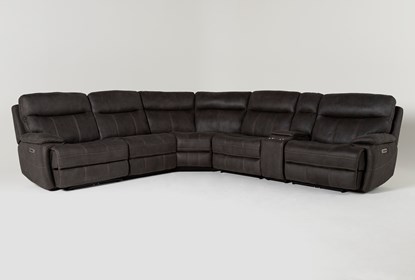 Denali II Charcoal 138" 6 Piece Reclining Modular Sectional with 2 .