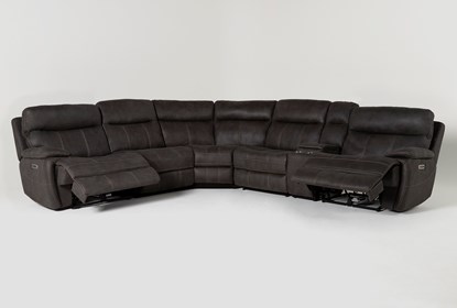 Denali II Charcoal 138" 6 Piece Reclining Modular Sectional with 2 .