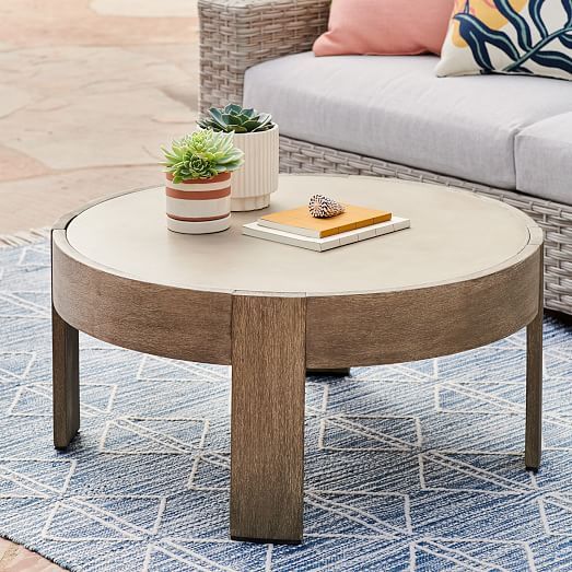 Portside Outdoor Round Coffee Table (34") | Modern outdoor coffee .