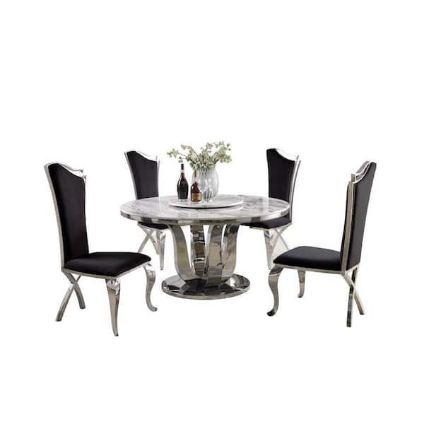 Best Quality Furniture Gina 6-Piece Round Marble Top With Lazy .