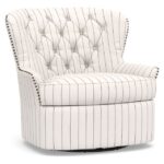 Cardiff Tufted Upholstered Swivel Armchair with Nailheads | Swivel .