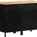 Queen.Y Metal Sideboard with Wood Table Top, Buffet Cabinet, 2 .