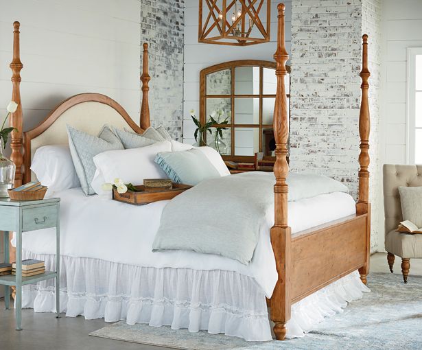 Primitive Bedroom with Upholstered Bed - Magnolia Home | American .