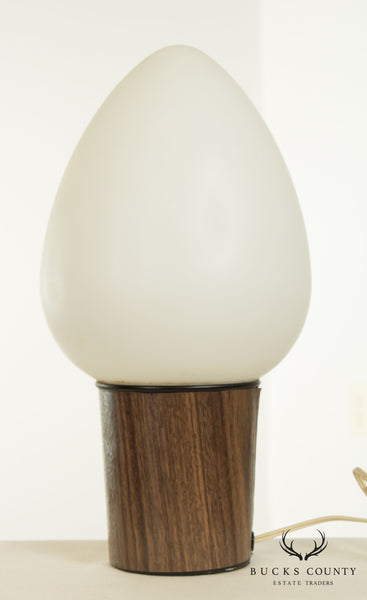 Vianne Mid Century Modern French Frosted Glass Egg Table Lamp .