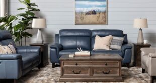 Moana Blue Leather 70" Power Dual Reclining Loveseat with USB .