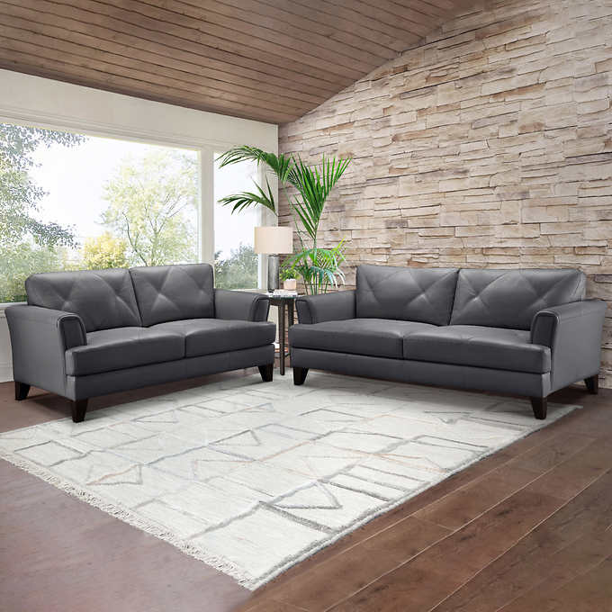 Swinton 2-piece Leather Sofa and Loveseat Set | Cost