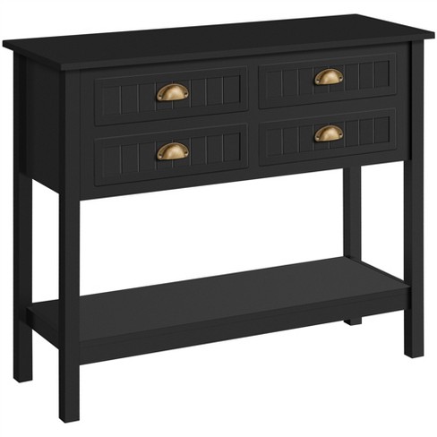 Yaheetech 4-drawer Console Table With An Open Shelf Double Layer .