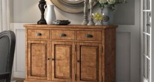 Three Posts™ Tunstall 52" Wide 3 Drawer Rubberwood Sideboard Wood .