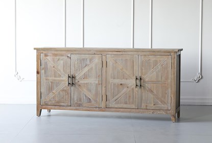 Natural Reclaimed Pine 4 Door Sideboard | Living Spac