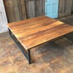 Large Square Reclaimed Wood Coffee Table / Industrial H-shaped - Et