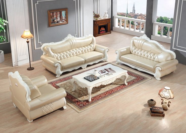 European leather sofa set living room sofa China wooden frame .