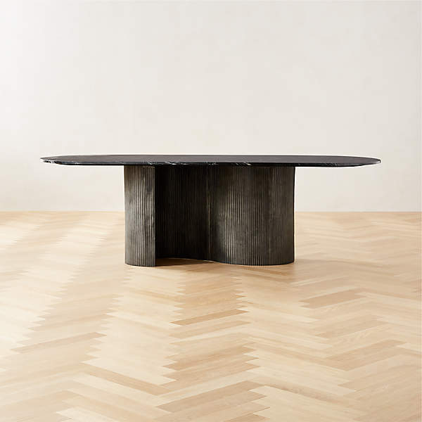 Aster Modern Black Marble and Aluminum Dining Table + Reviews | C