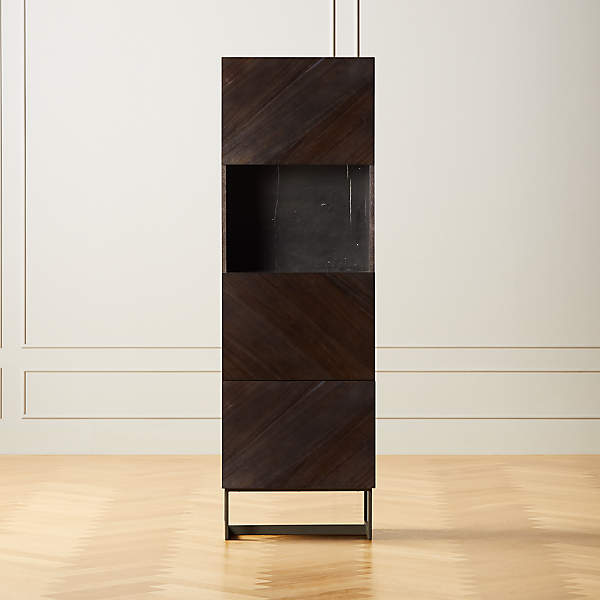 Suspend Black Marble and Dark Wood Bar Cabinet + Reviews | C