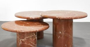 Listed on VNTG.com: Set of Three Red Verona Massive Marble Round .