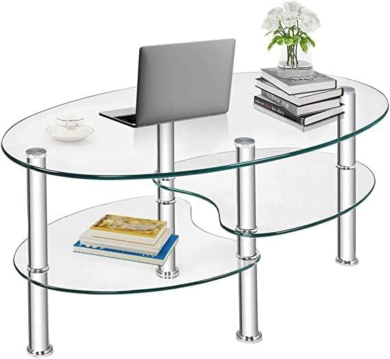 Exploring the Elegance of the Hysache Oval Glass Coffee Table