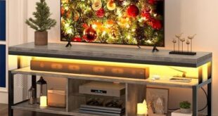 Stylish Black TV Stand with LED and Storage Solutions