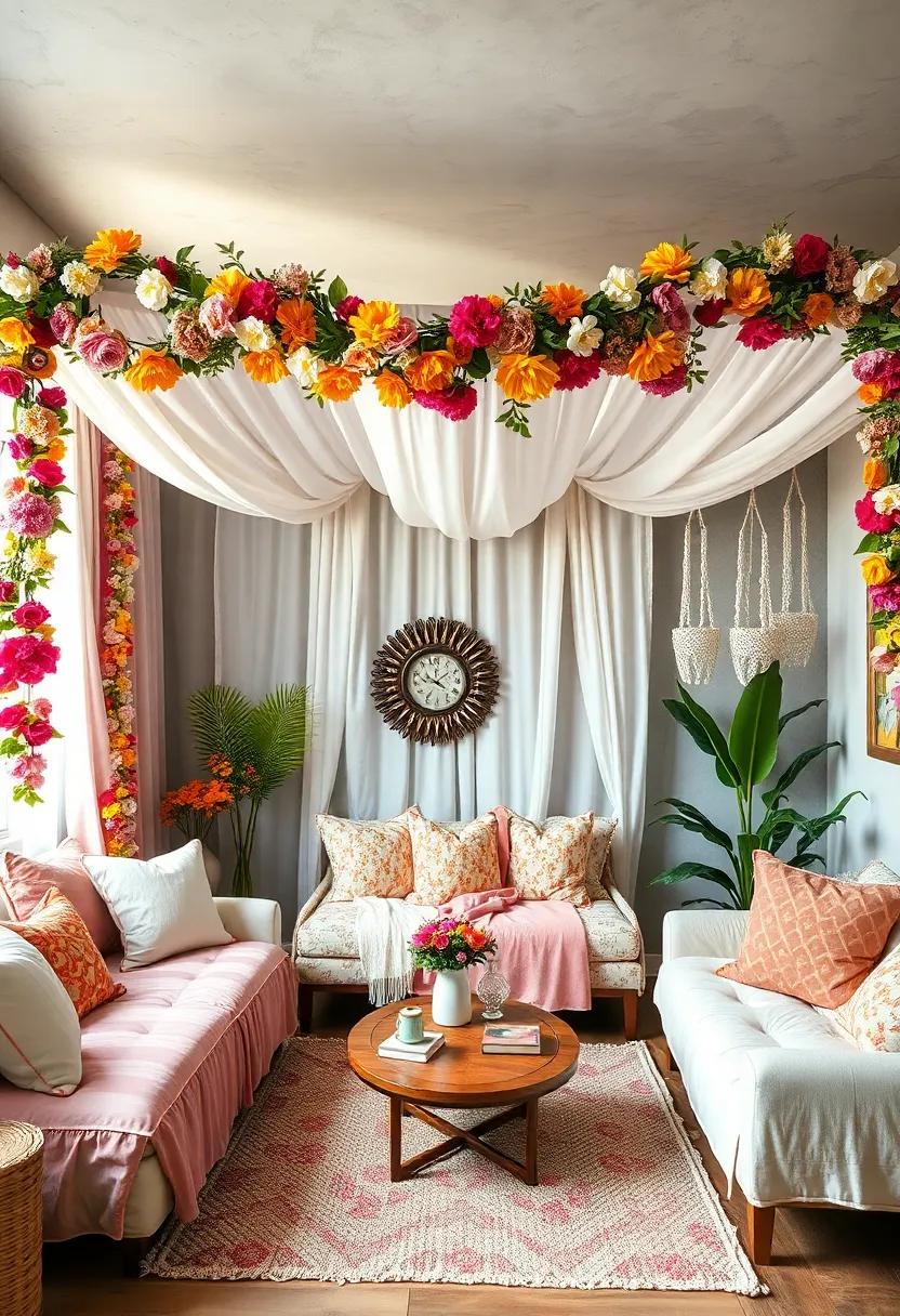 Flower Garlands: Adorn the edges of‌ the canopy with ​colorful flower ‌garlands for a fresh and vibrant⁣ touch that brings the outdoors‌ in