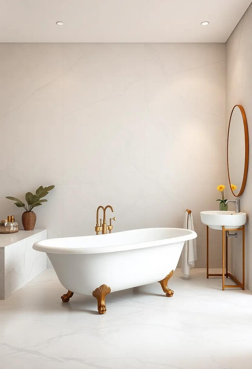 Appreciate ‍the traditional⁤ beauty of ‍a clawfoot tub nestled on polished marble floors, ‍showcasing a blend of vintage charm and modern luxury