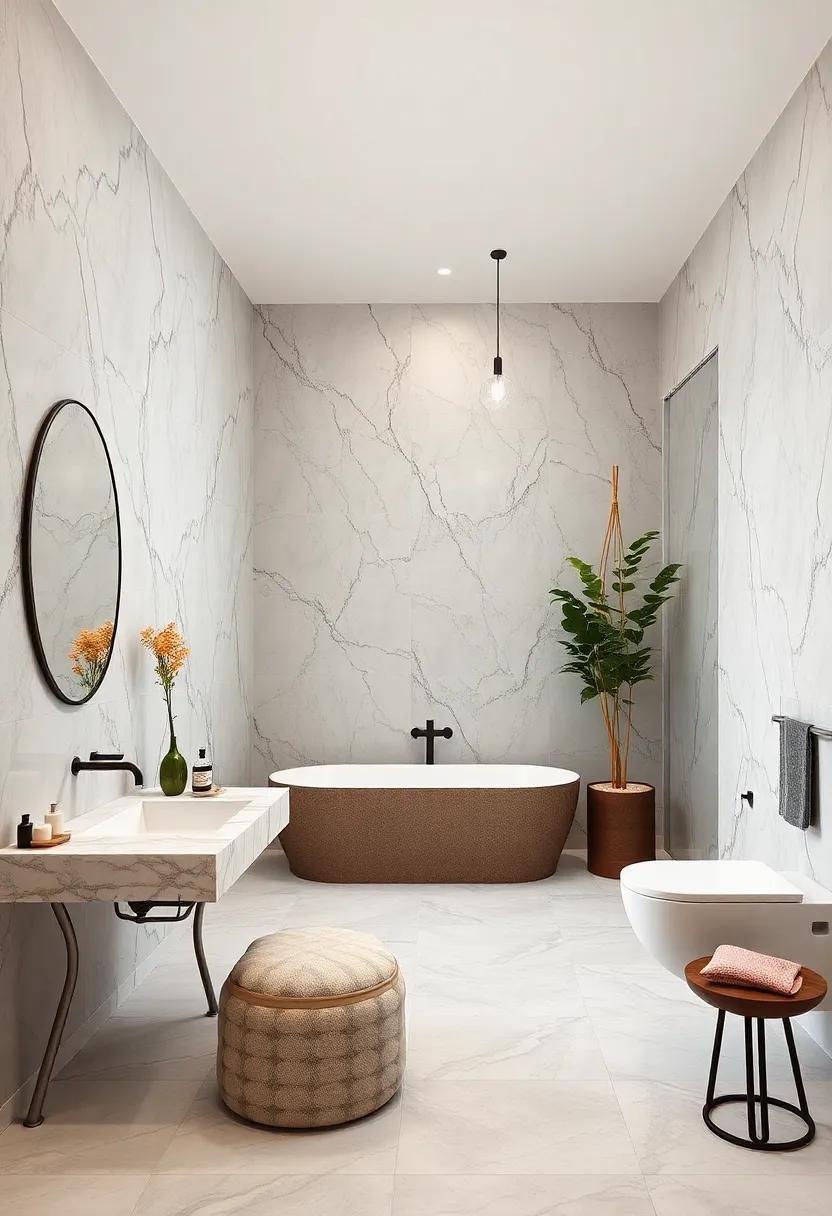 Bask in the beauty ⁢of an expansive shower space with floor-to-ceiling marble tiles that create an immersive, spa-like​ experience