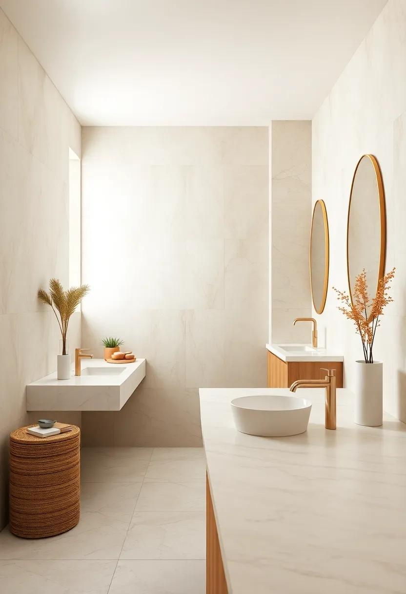 Discover the serene beauty of a soft ‌beige bathroom adorned with delicate white ⁣marble countertops, creating an inviting oasis for relaxation