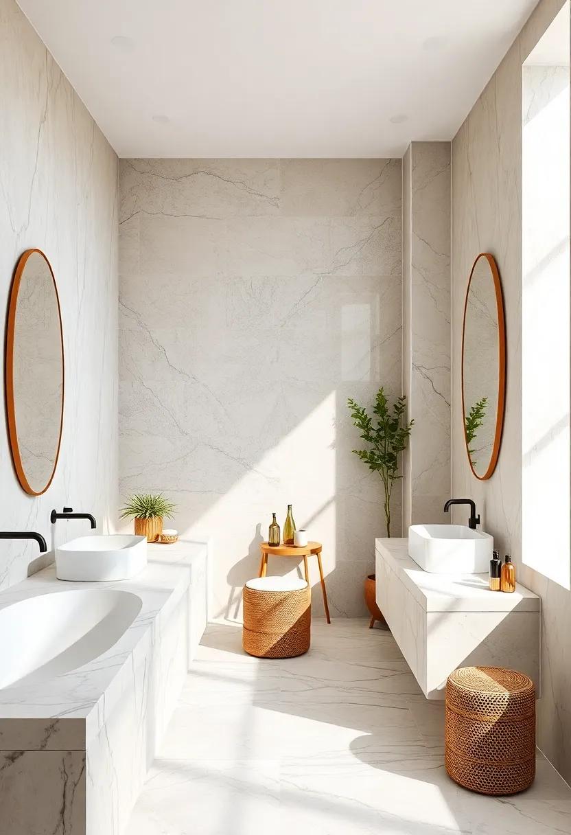 Transform your space with⁤ an understated elegance, highlighted by natural ⁤light pouring into ​a neutral bathroom accented with‍ exquisite marble fixtures