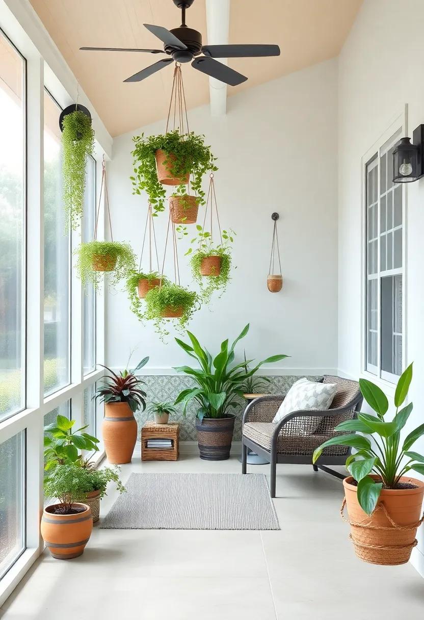 Designing a Relaxation Zone with ⁢Suspended Botanical Displays