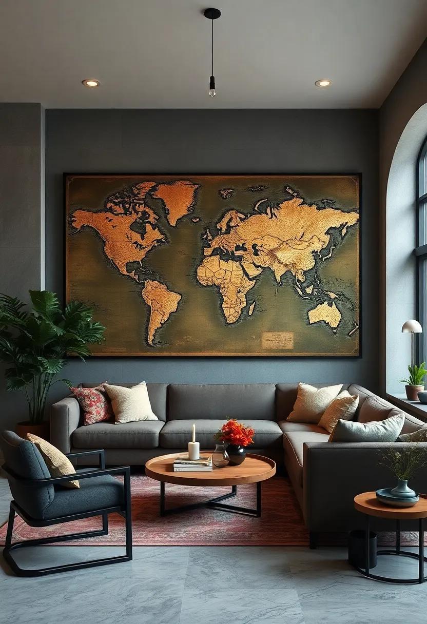 23 Enchanting Dark Academia Wall Art Ideas Featuring Vintage Maps for Timeless Elegance