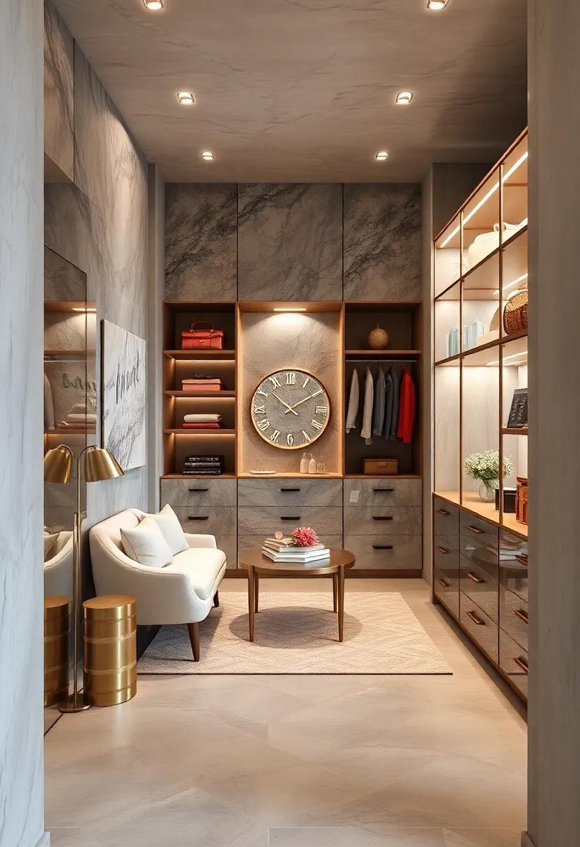 25 Luxurious Elements for a High-End Coral and Brass Walk-In Closet You’ll Adore