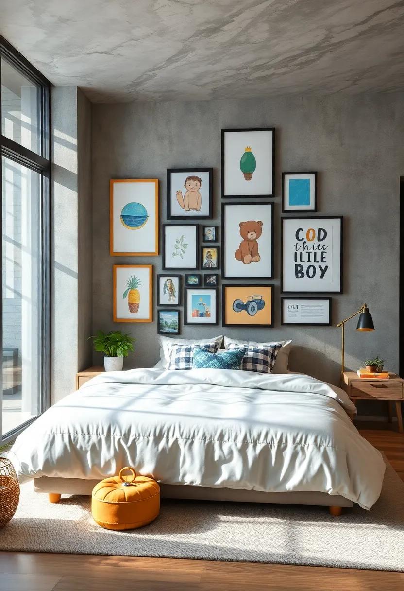 Create‍ a Gallery Wall: Use frames of different⁤ sizes to‌ showcase your⁤ child’s artwork and special memories