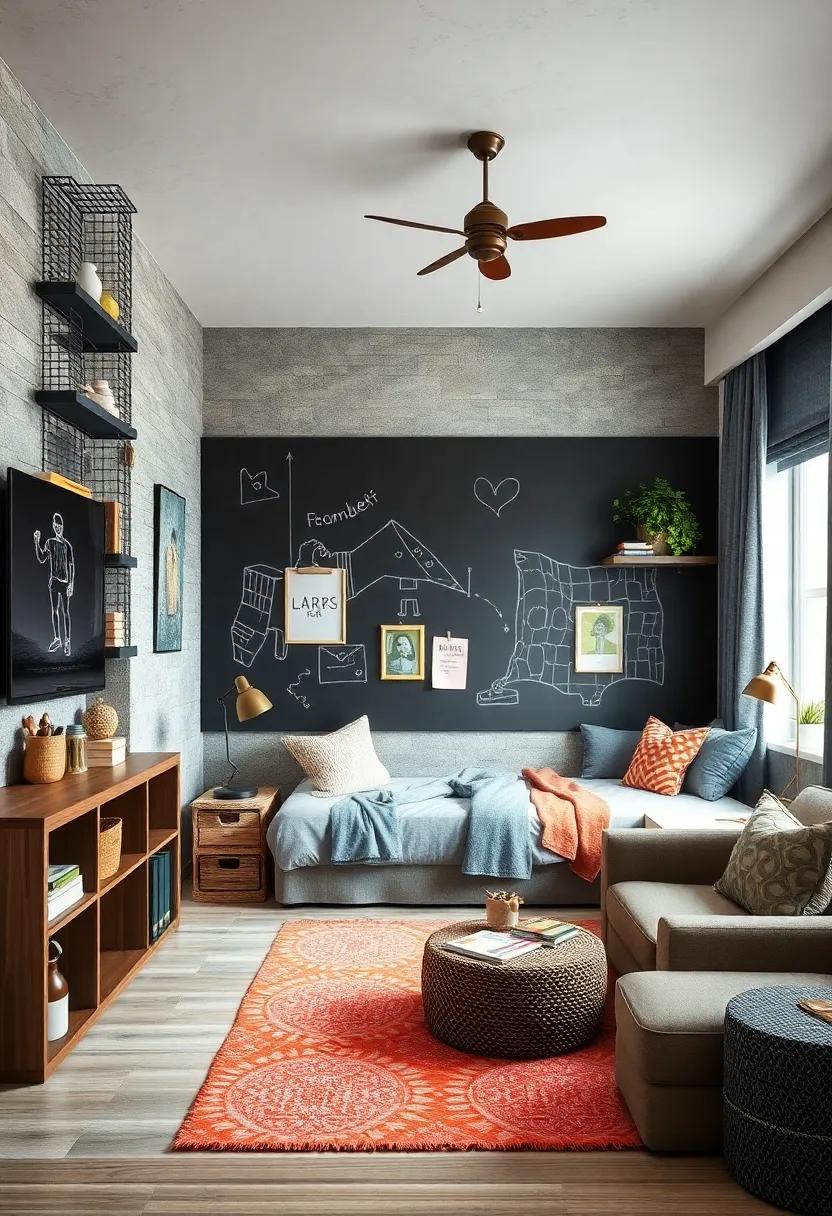 Incorporate a Chalkboard Wall: Designate a section of ⁣the wall as a chalkboard for⁣ drawing, notes, or homework