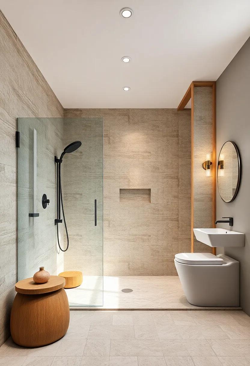 Layering⁢ Textures: ⁢Combining ​Tiles, Stone,⁤ and Wood in Showers