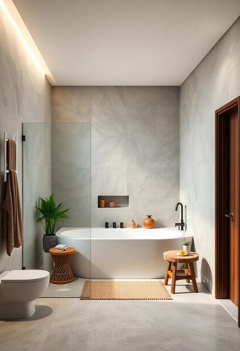 Earthy Textures: Incorporate natural stone and ⁢organic shapes to build a tactile⁤ experience around your tub and shower area