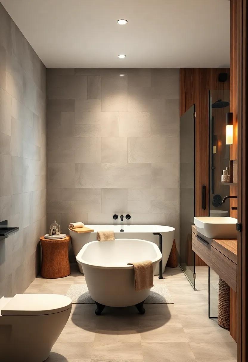 Rustic Retreat: Explore warm wood accents ‍and earthy‌ tones to design ⁣a‍ cozy bathroom where ‍nature ⁣meets tranquility⁢ through a vintage-style tub and shower