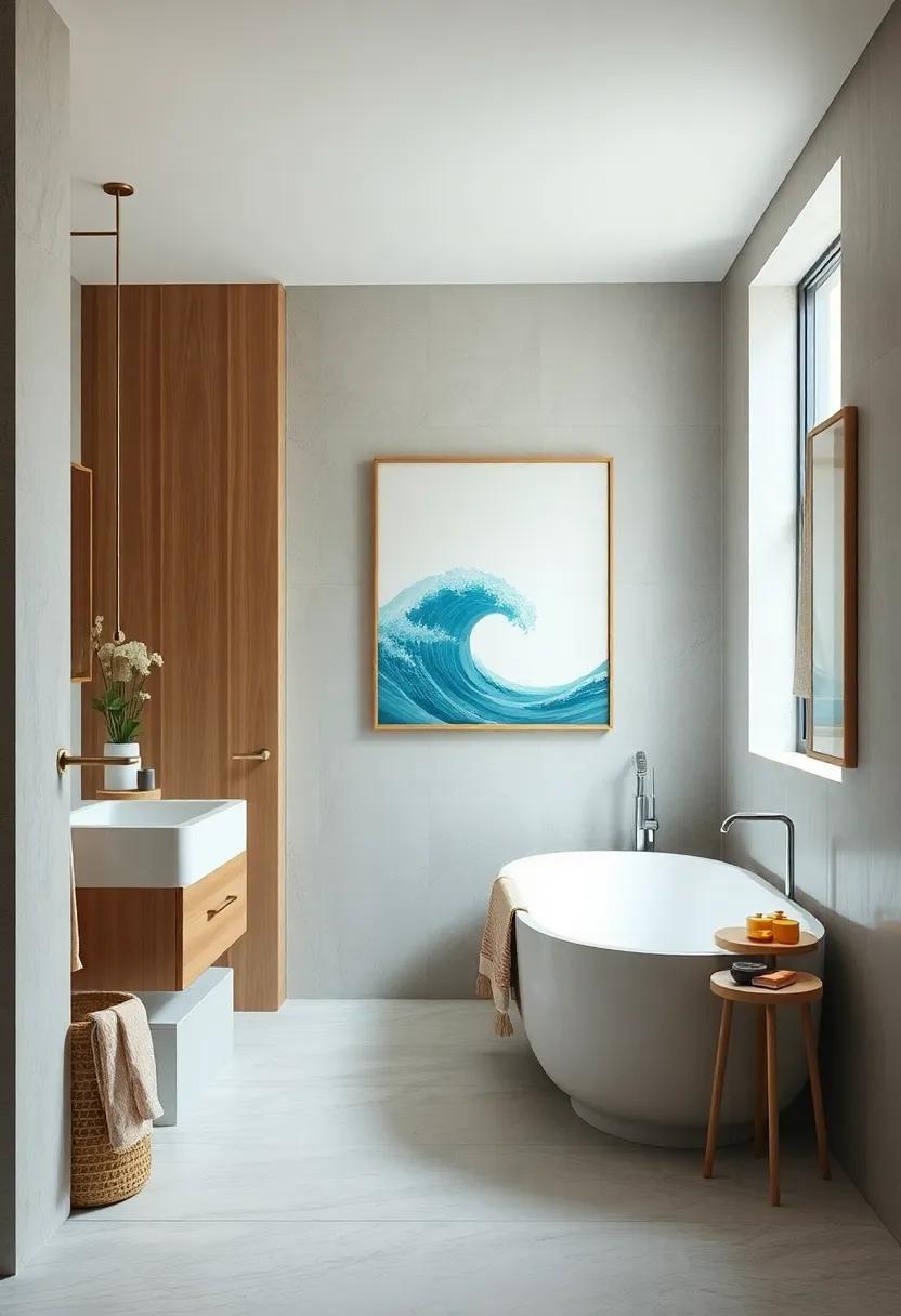 Minimalist Wave Design: Opt for minimalist art featuring stylized wave designs for contemporary aesthetics that still pay homage to the sea