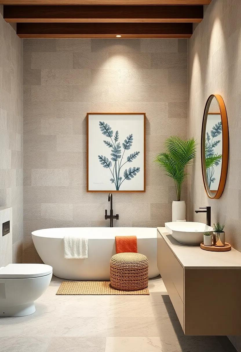 Seashell Frames: Frame mirrors or photos with seashells glued around the edges to incorporate beachy details seamlessly into your bathroom