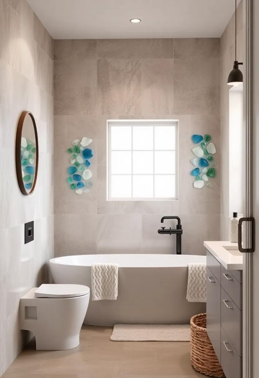 sea Glass Accents: Use sea glass in various shades of blue and green as wall accents for a delicate hint of coastal charm