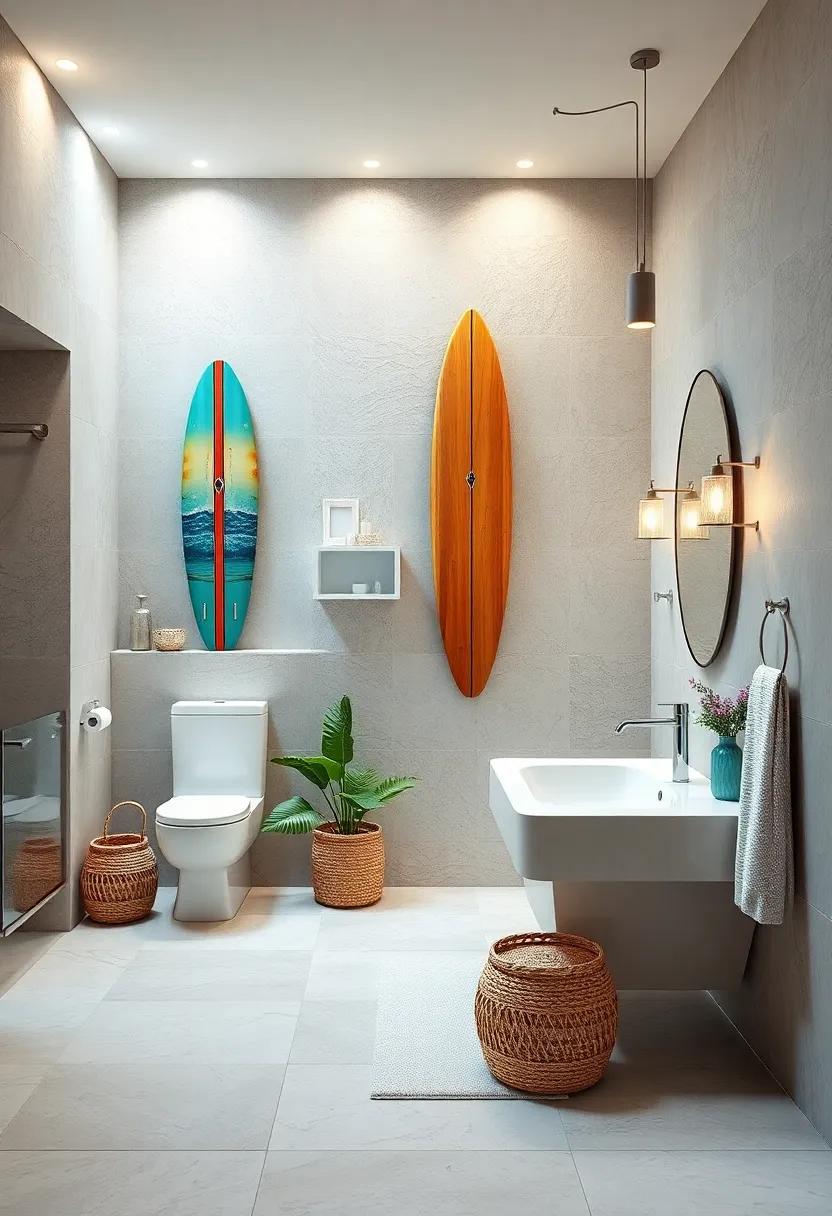 surfboard Decor: Use old surfboards as decorative wall pieces that celebrate the surf culture and the joys of beach life