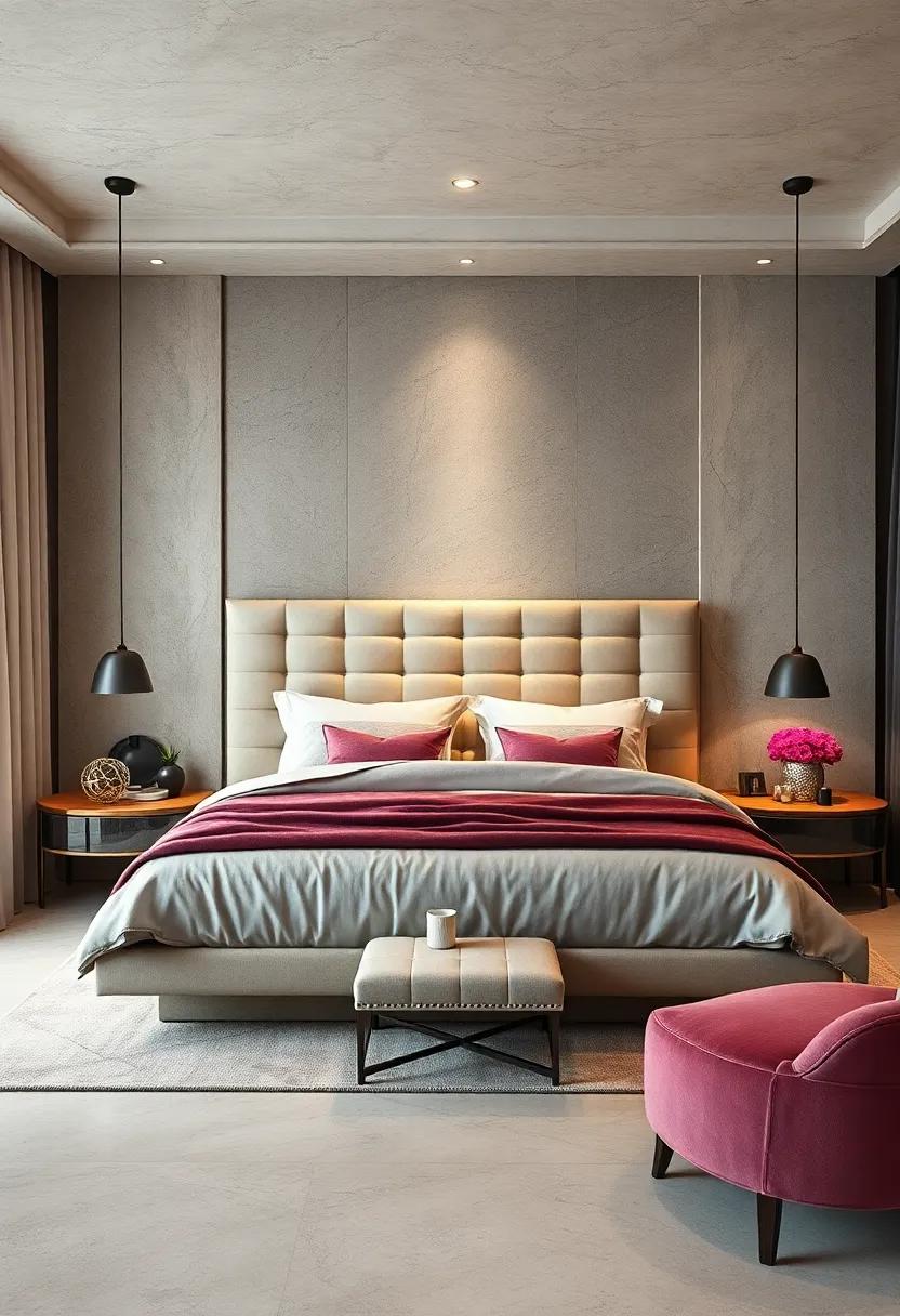 Design a​ Luxurious Headboard: A custom or ​upholstered headboard can elevate⁢ the design of your bedroom, making it a true focal point