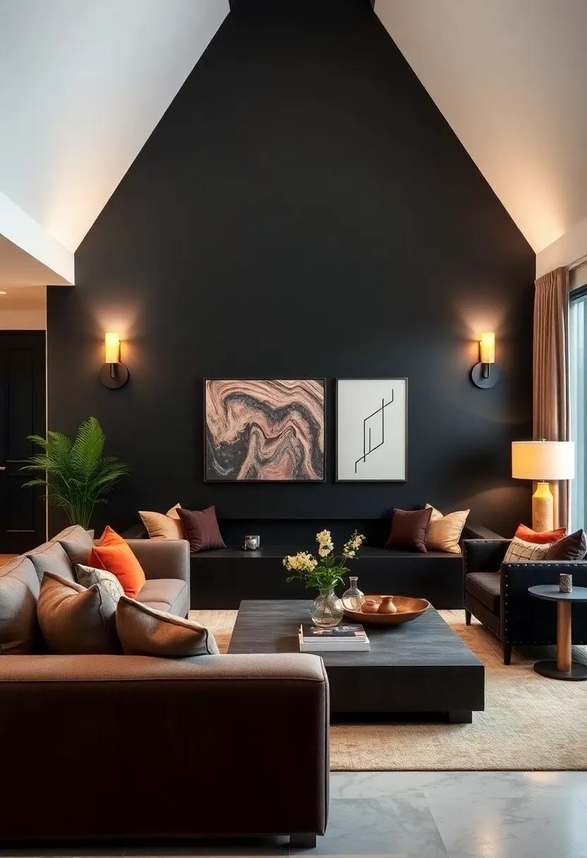 Lighting⁤ magic: Install dramatic light fixtures ‍or sconces to enhance⁢ the beauty of your black ‍wall while providing ambient ​lighting for the space